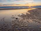 Sunset over beach and stream. Kalaloch Beach, Olympic Peninsula, Washington State. Art Print